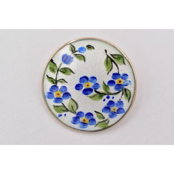 David Anderson Norway Pin Brooch Flower Enamel Round Signed Victorian 925 BinBP - Picture 4 of 12